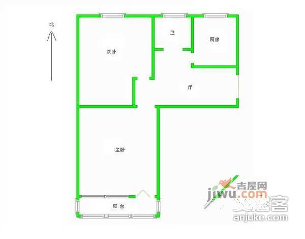 双榆树西里2室1厅1卫80㎡户型图