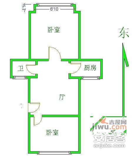 铁道部第二住宅区2室1厅1卫79㎡户型图