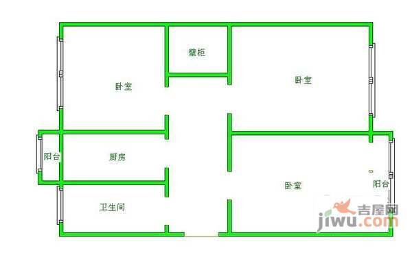 铁道部第二住宅区3室1厅1卫98㎡户型图