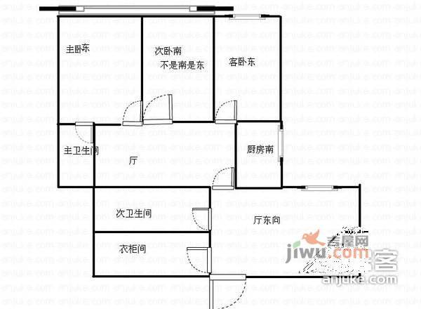 水清木华园3室2厅2卫180㎡户型图