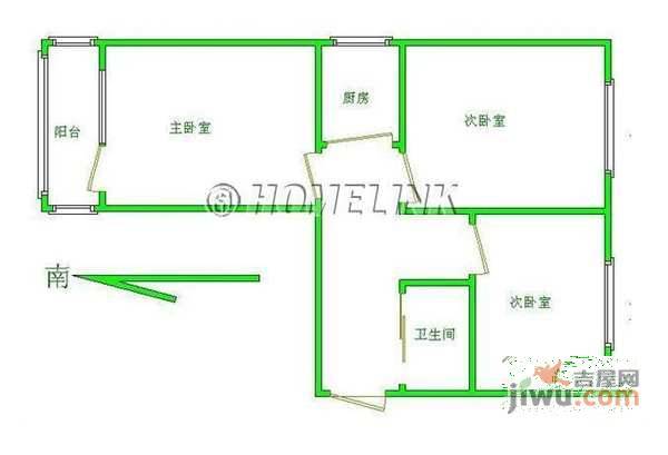 古城南路2室1厅1卫102㎡户型图