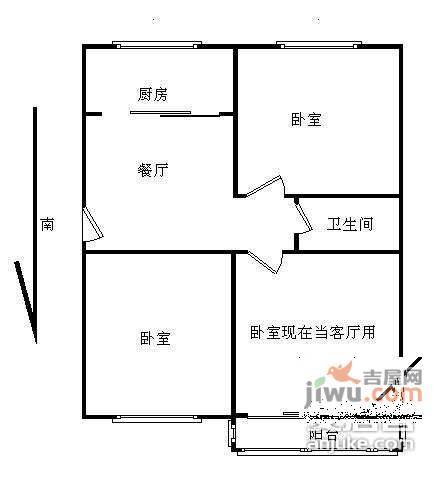 古城南路3室1厅1卫70㎡户型图