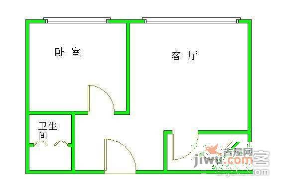 大西洋新城D区1室1厅1卫户型图