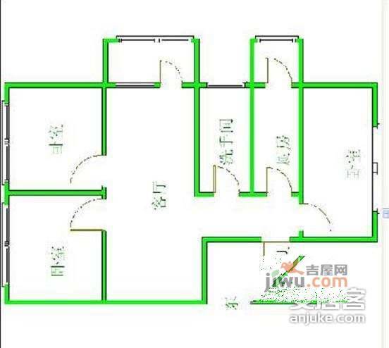 裕中东里3室1厅1卫830㎡户型图