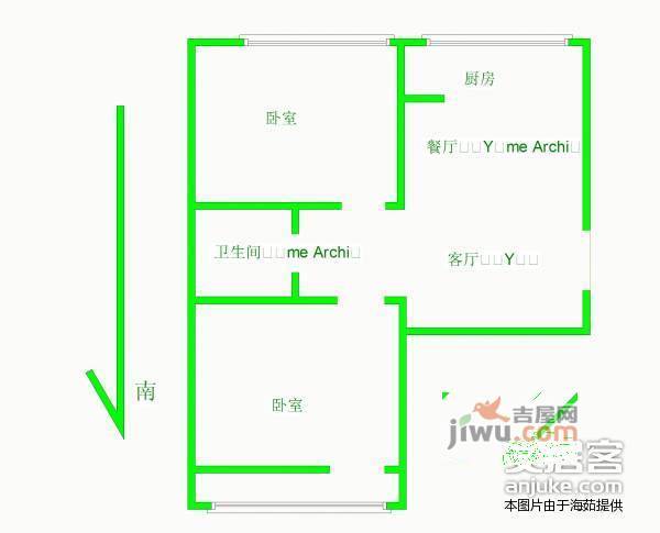 清逸园2室1厅1卫108㎡户型图