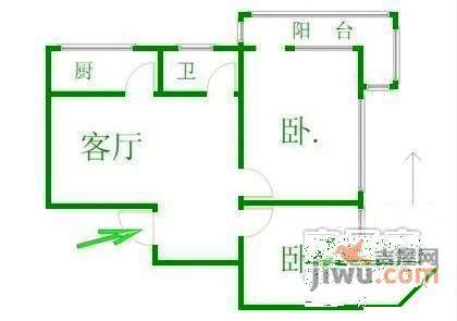 金晖嘉园2室1厅1卫110㎡户型图