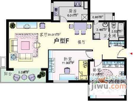 金晖嘉园2室1厅1卫110㎡户型图