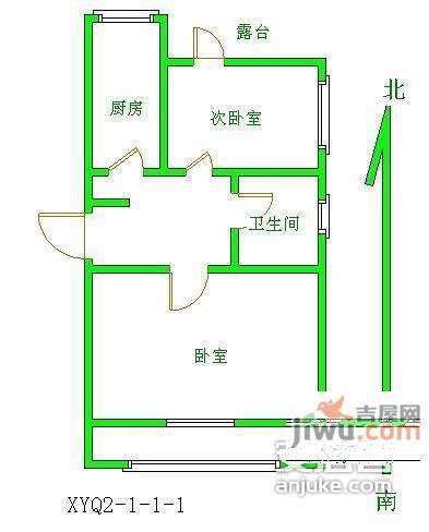 青塔蔚园2室1厅1卫96㎡户型图