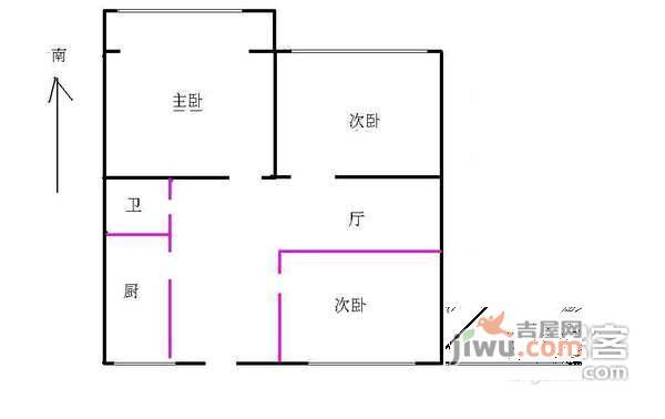 青塔蔚园3室1厅1卫108㎡户型图