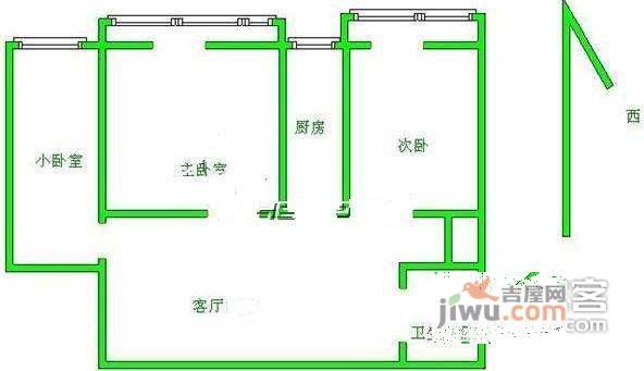 北礼士路小区3室1厅1卫135㎡户型图