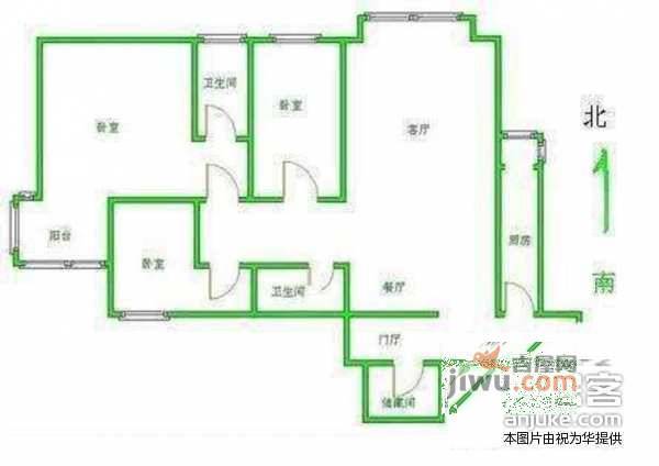 紫芳园3室2厅2卫176㎡户型图