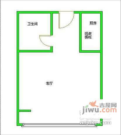 晶都国际1室0厅1卫66㎡户型图