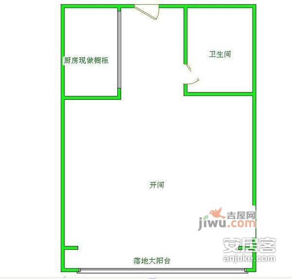 晶都国际1室0厅1卫66㎡户型图