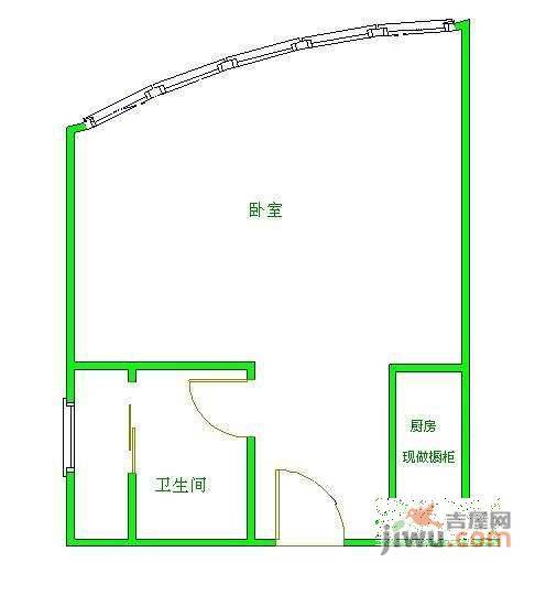 晶都国际1室0厅1卫66㎡户型图