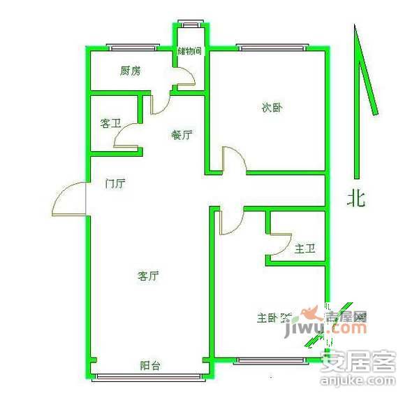 苏荷时代2室2厅2卫110㎡户型图