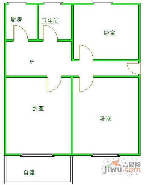 百万庄中里小区3室1厅1卫84㎡户型图