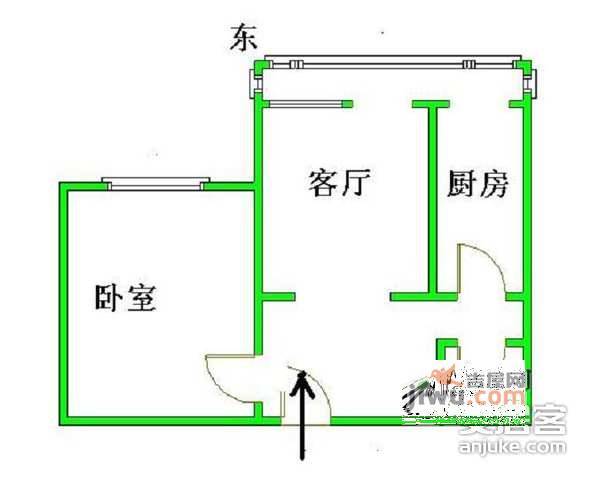 安慧里1室2厅1卫55㎡户型图