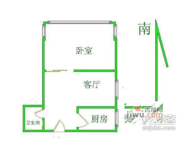 安慧里1室1厅1卫52㎡户型图