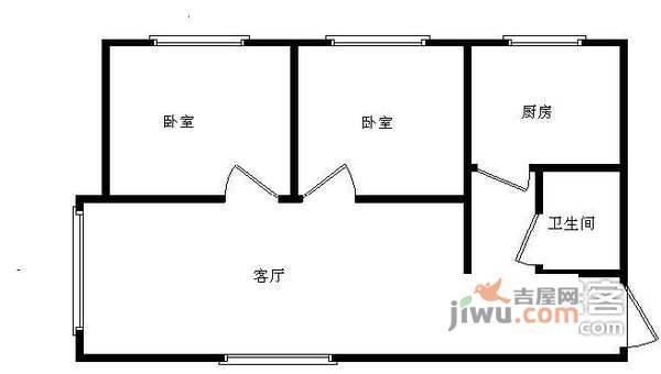 八角中里2室1厅1卫88㎡户型图