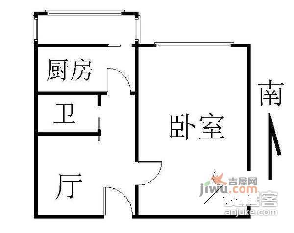 定慧北里1室1厅1卫55㎡户型图