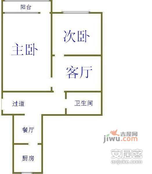 定慧北里2室1厅1卫102㎡户型图