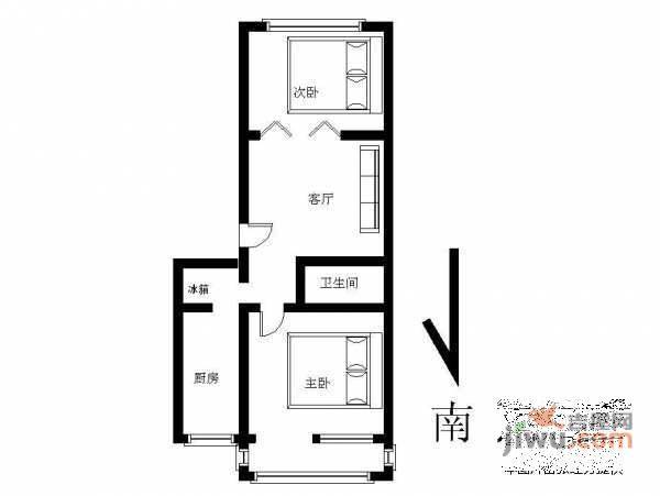 六合园2室2厅1卫106㎡户型图