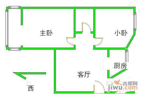 六合园2室1厅1卫80㎡户型图