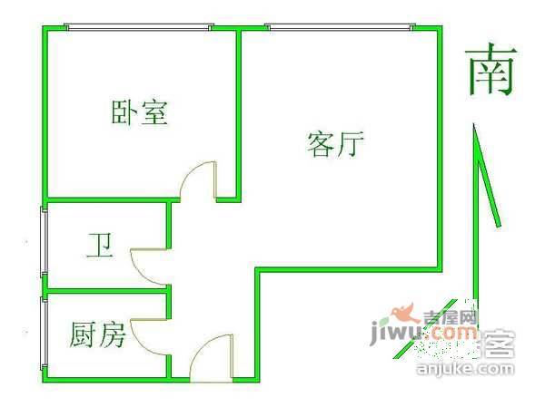 六合园1室1厅1卫57㎡户型图