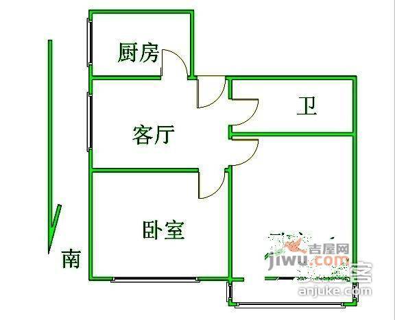 六合园2室1厅1卫80㎡户型图