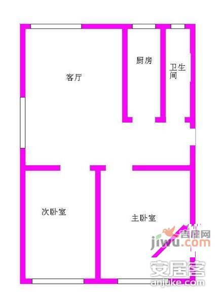 丰益花园2室1厅1卫98㎡户型图