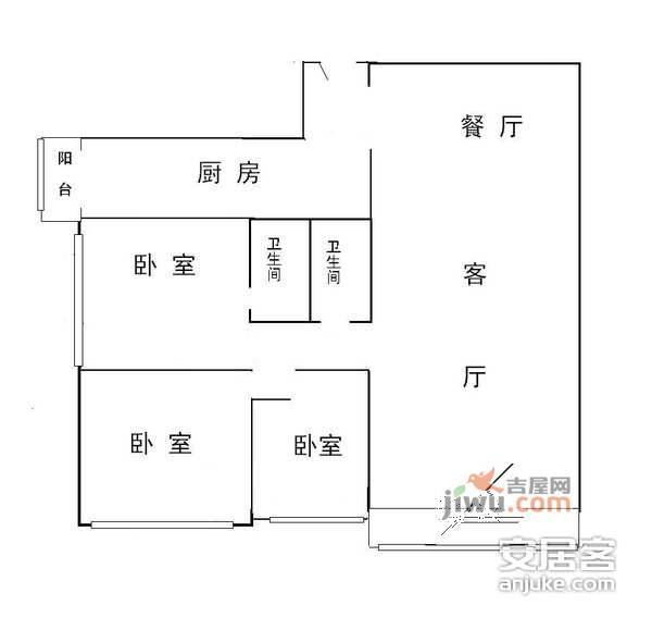 世安家园3室2厅2卫108㎡户型图