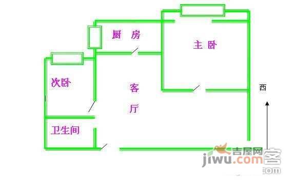 世安家园2室1厅1卫91㎡户型图