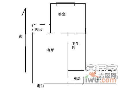 世安家园1室1厅1卫65㎡户型图