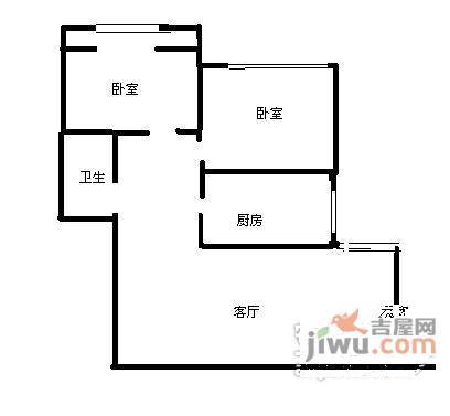 世安家园2室1厅1卫91㎡户型图