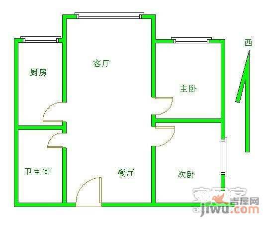 世安家园2室1厅1卫91㎡户型图