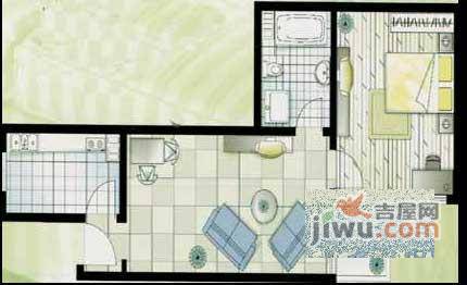 世安家园1室1厅1卫65㎡户型图