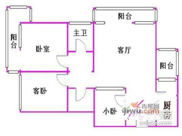 永泰园3室2厅2卫130㎡户型图