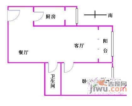 永泰园1室1厅1卫60㎡户型图