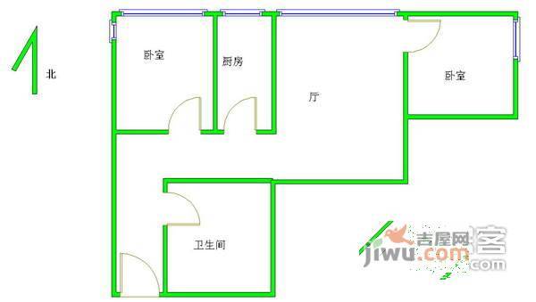 左安浦园2室1厅1卫68㎡户型图