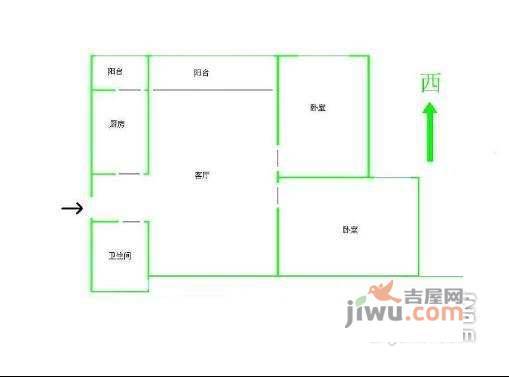 左安浦园2室1厅1卫68㎡户型图