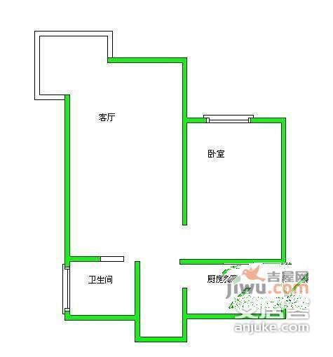 鹿港嘉苑1室1厅1卫64㎡户型图