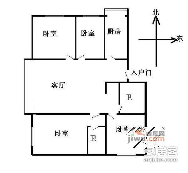 天通苑老四区3室2厅2卫188㎡户型图