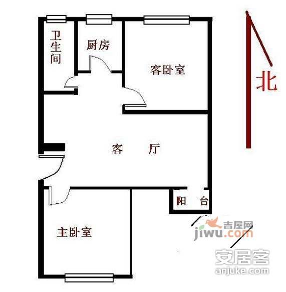 南新园小区2室1厅1卫90㎡户型图