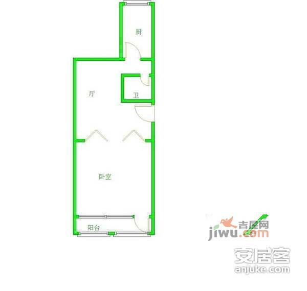 八里庄南里小区1室1厅1卫58㎡户型图