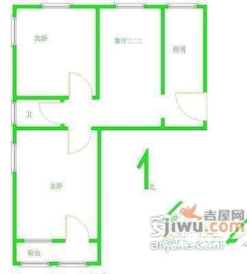 八里庄南里小区3室1厅1卫90㎡户型图