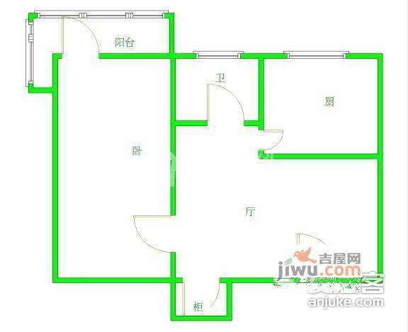 八里庄南里小区1室1厅1卫58㎡户型图