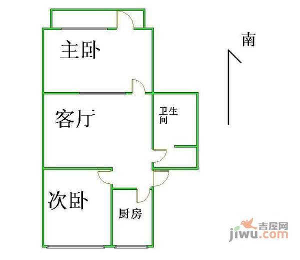 南十里居2室2厅1卫85㎡户型图