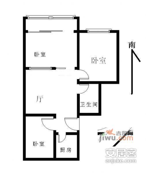 南十里居3室2厅1卫130㎡户型图