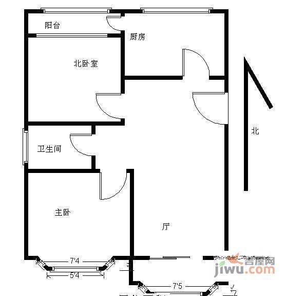 旗舰凯旋2室1厅1卫103㎡户型图