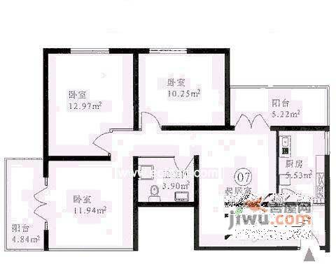 甘露晴苑3室1厅1卫104㎡户型图